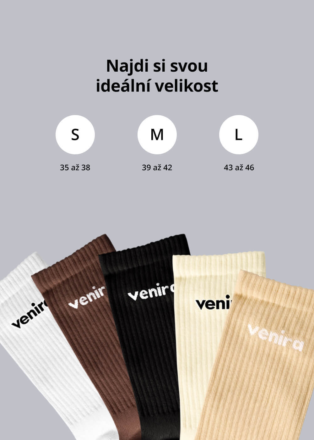 VENIRA ponožky, black, L (43-46)