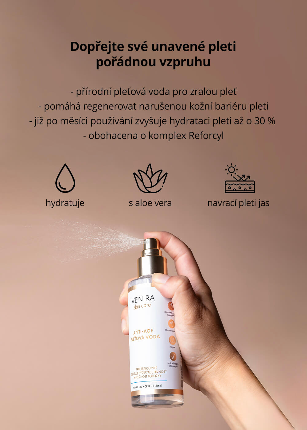 VENIRA anti-age pleťová voda, 150 ml