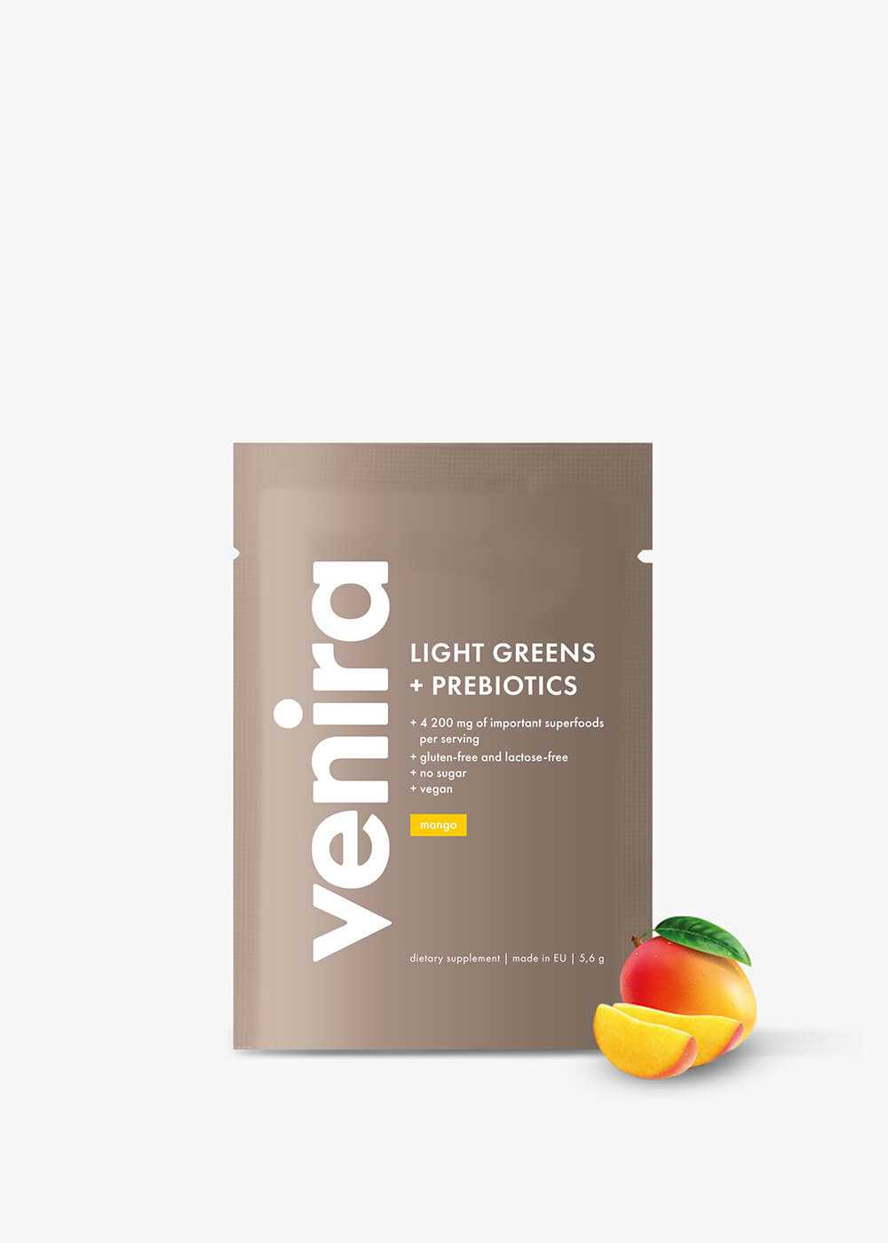 VENIRA light greens + prebiotika - vzorek, mango, 5,6 g