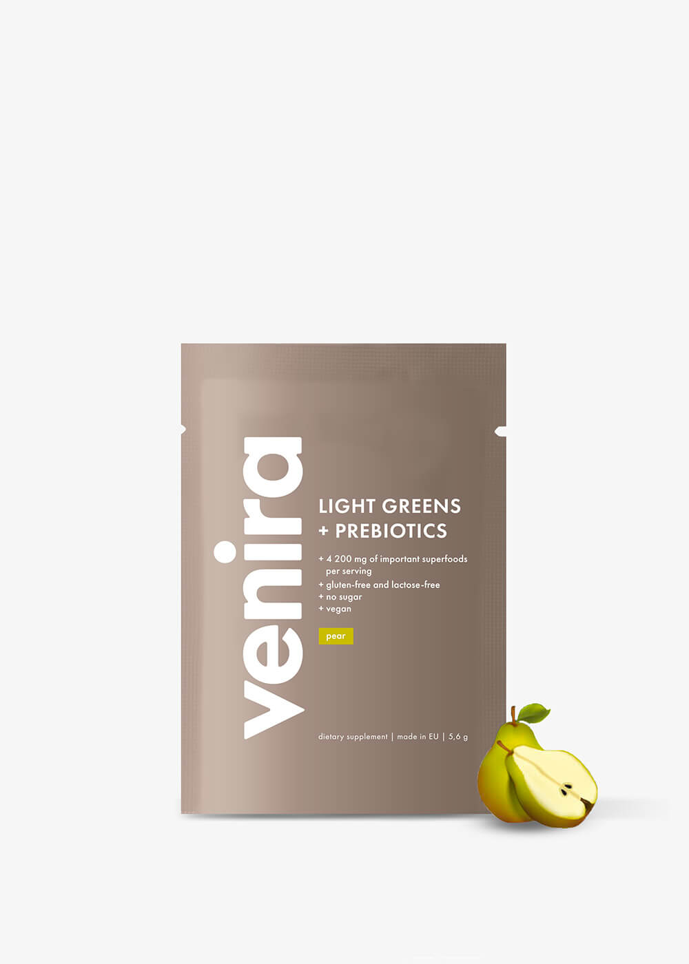 VENIRA light greens + prebiotika - vzorek, hruška, 5,6 g