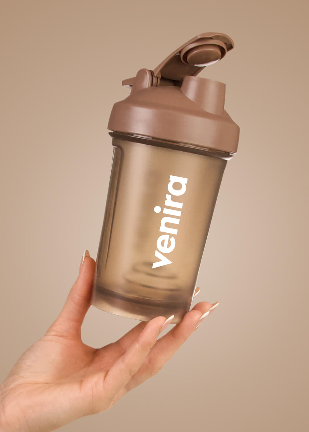 VENIRA shaker PRO s poutkem, tmavě hnědý - 400 ml