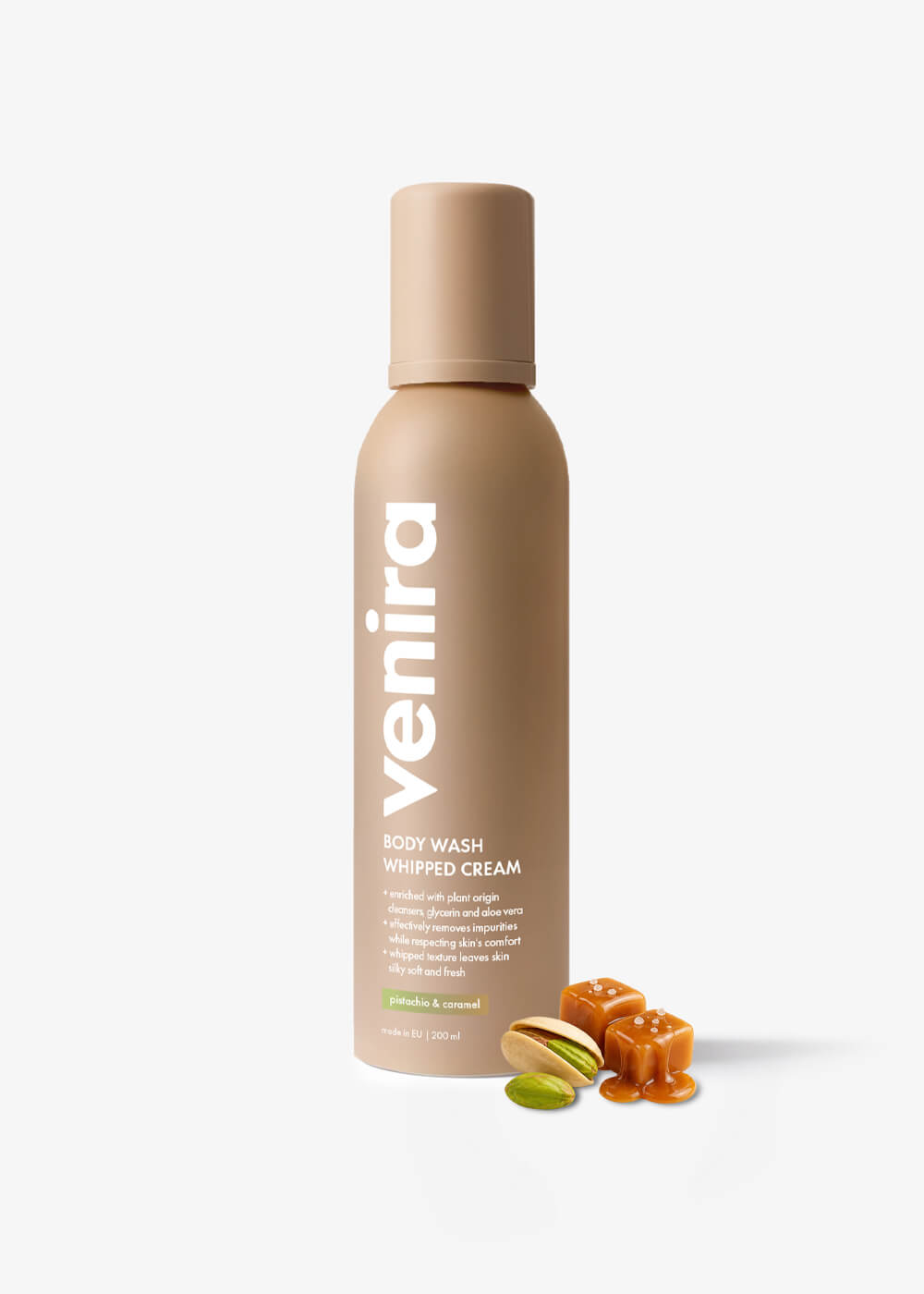 VENIRA šlehačková sprchová pěna, pistachio & caramel