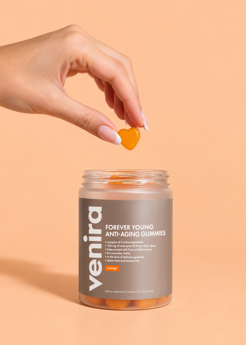 VENIRA forever young - anti-aging srdíčka, pomeranč, 60 bonbónů