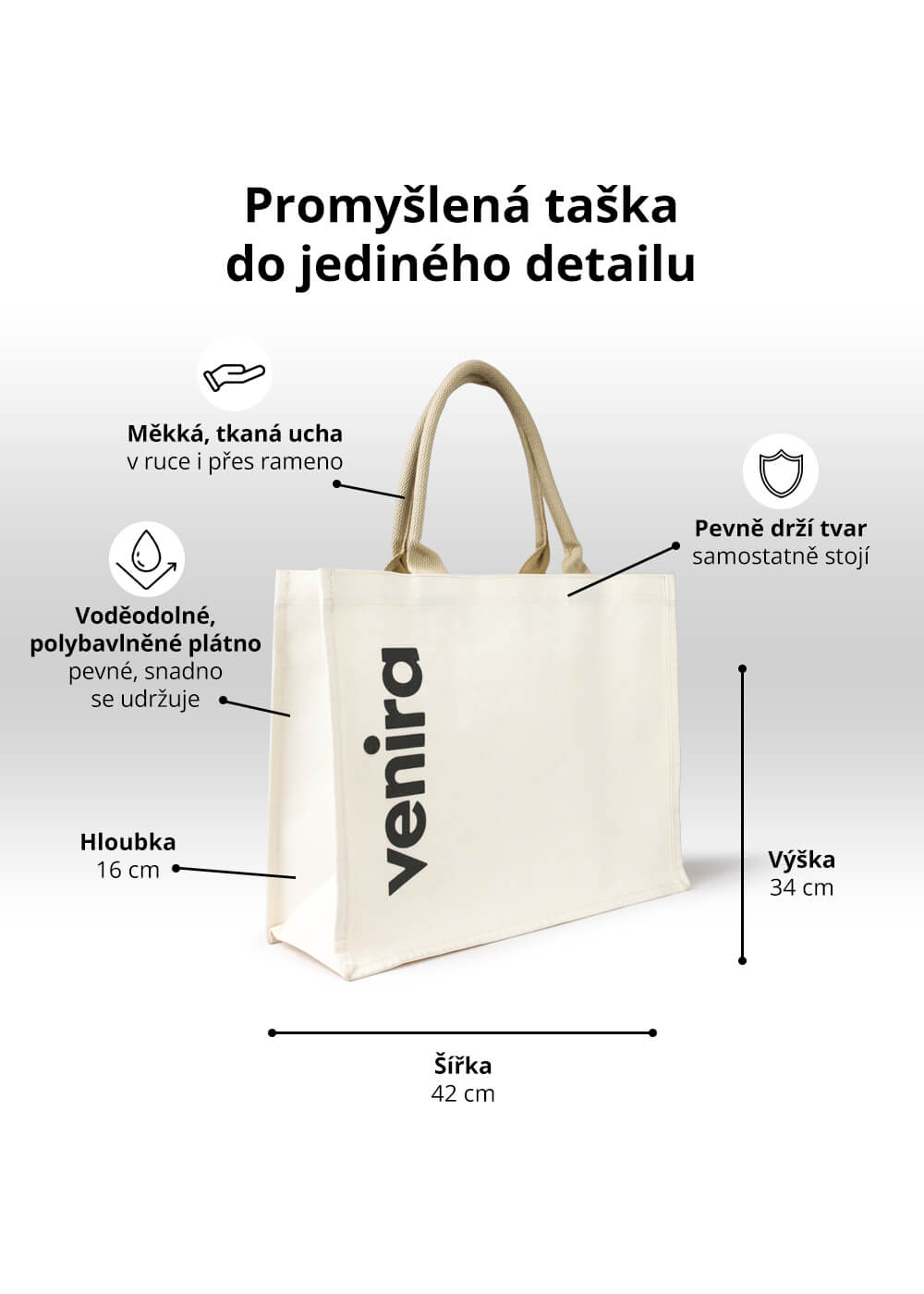 VENIRA nákupní taška, béžová