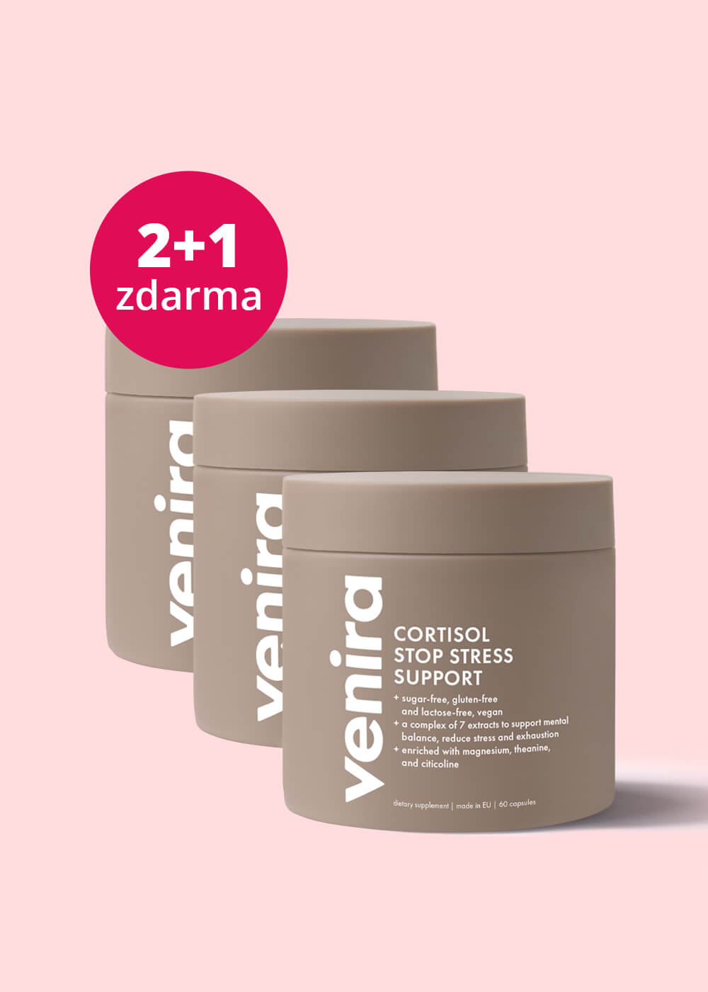 VENIRA kortizol & stop stres – podpora, balíček 2+1 zdarma