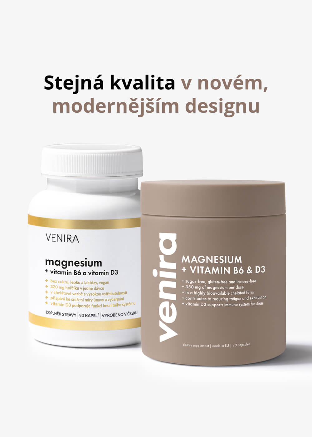 VENIRA magnesium bisglycinát s vitaminem B6 a vitaminem D