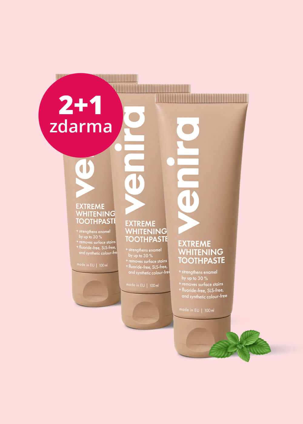 VENIRA bělicí zubní pasta, máta, balíček 2+1 zdarma