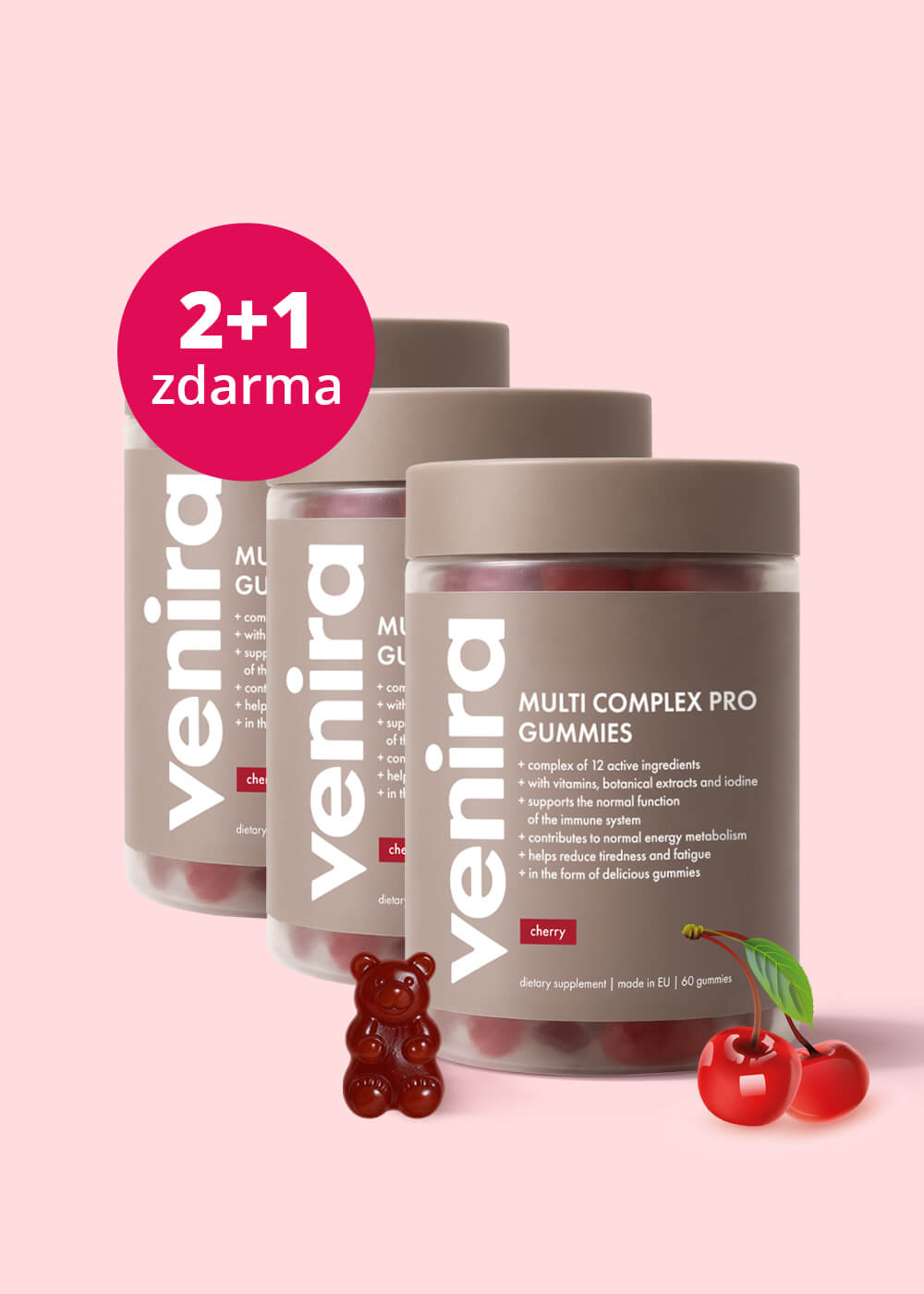 VENIRA multi komplex PRO medvídci, višeň, balíček 2+1 zdarma