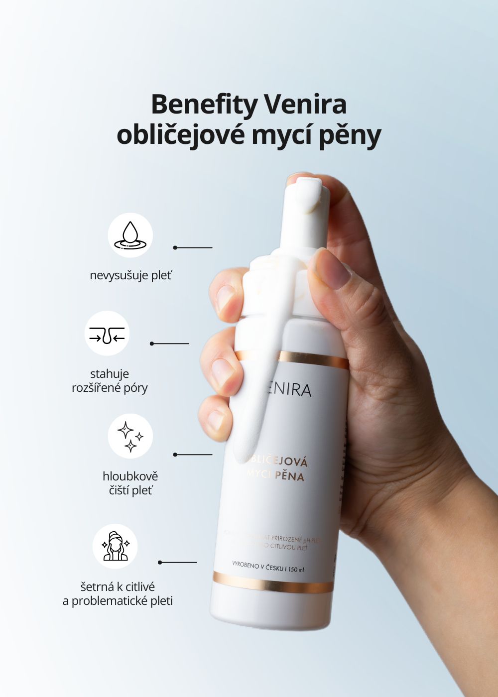 VENIRA obličejová mycí pěna, 150 ml