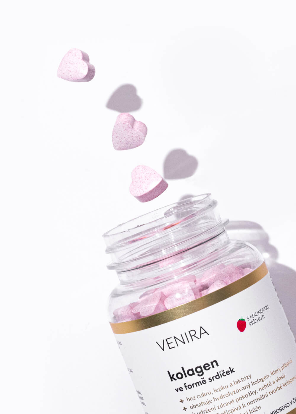 VENIRA kolagen ve formě srdíček, malina, 120 srdíček
