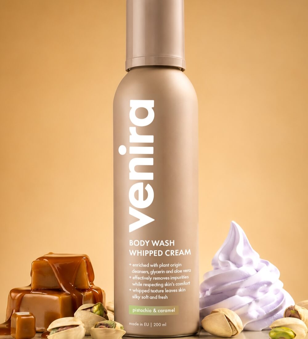 Šľahačková sprchová pena, pistachio & caramel
