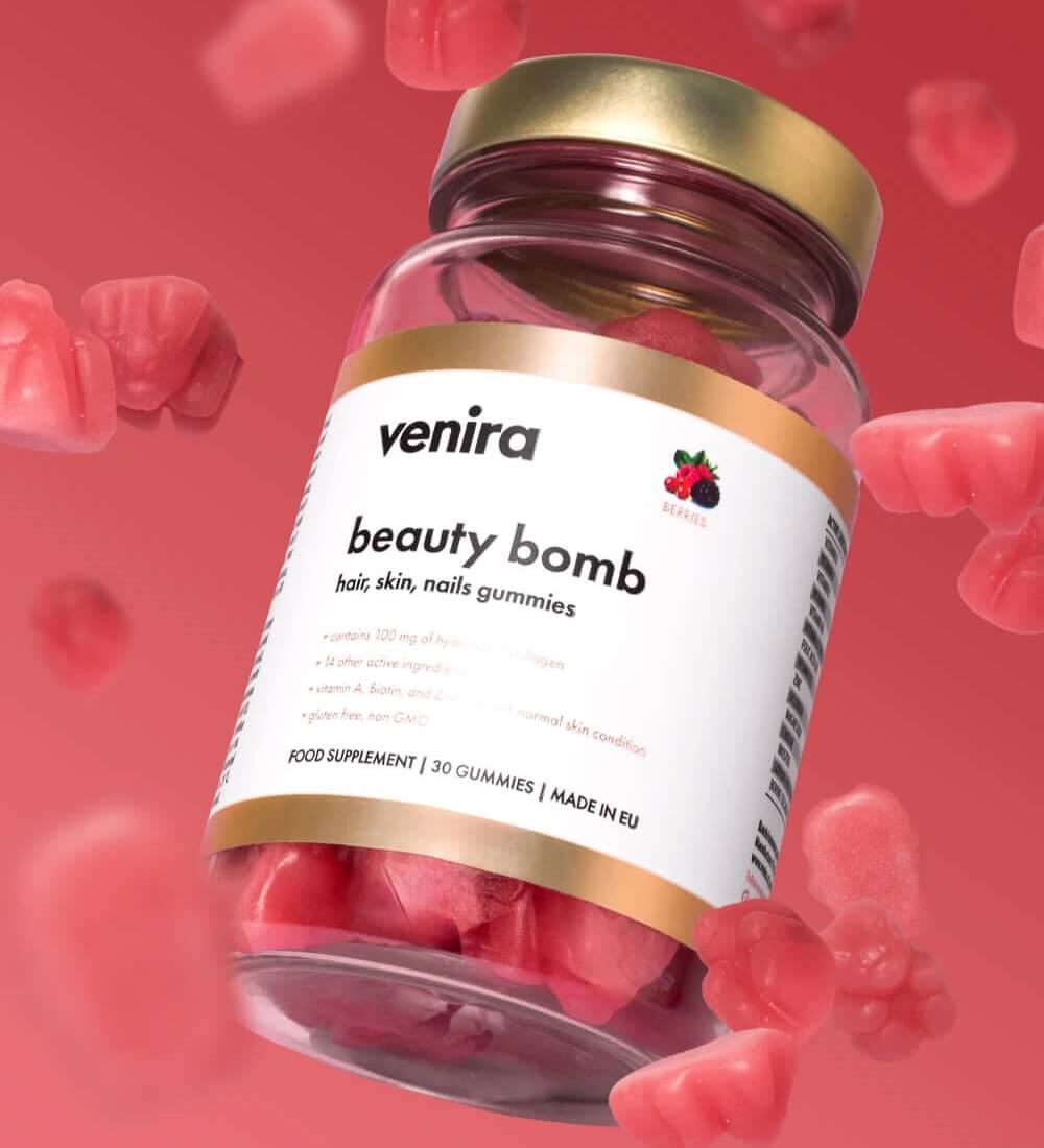 Beauty Bomb medvedíky na vlasy nechty a pleť lesné plody 30 cukríkov