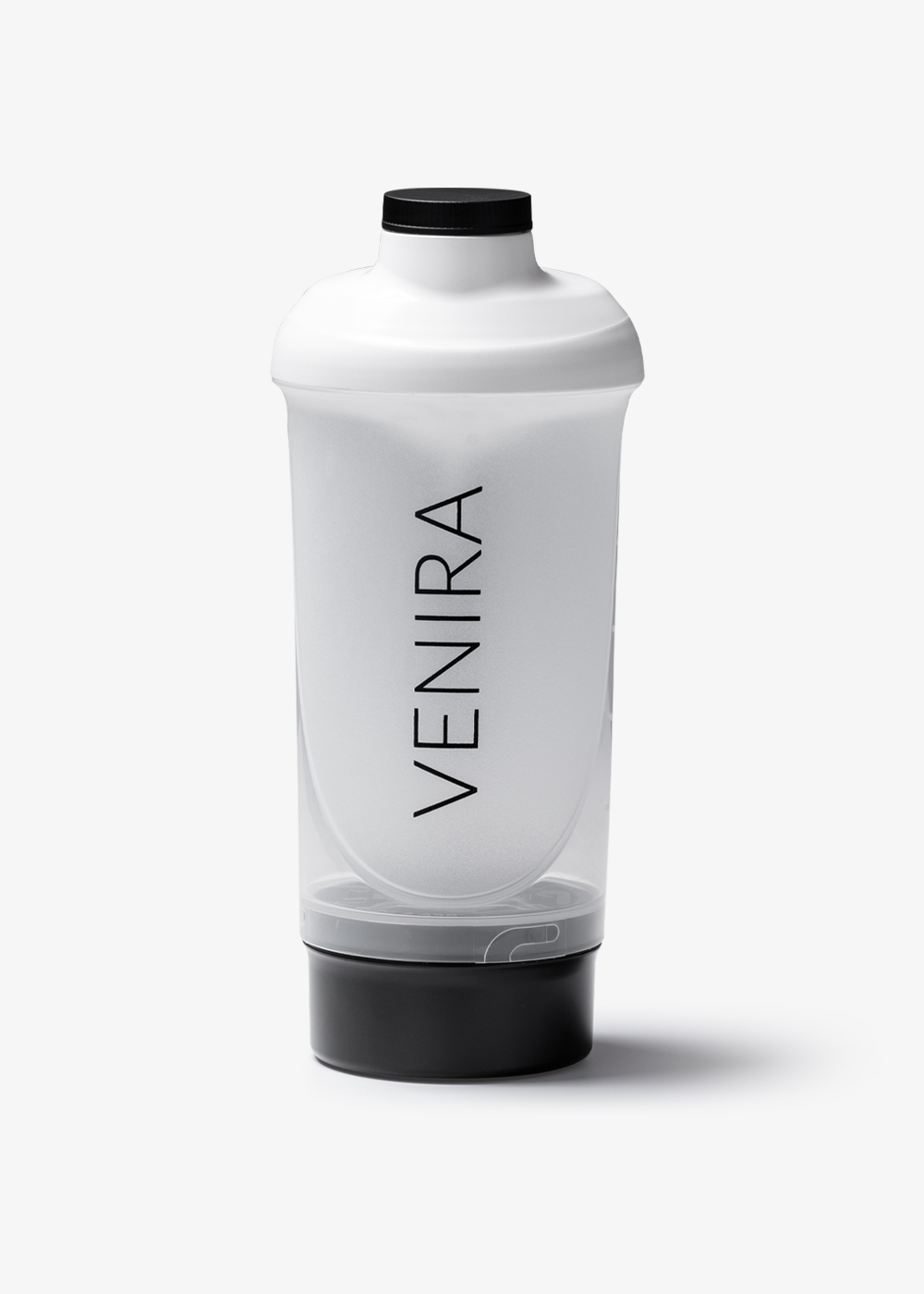 E-shop VENIRA šejker s dávkovačom, bielo-čierny, 500 ml + 150 ml