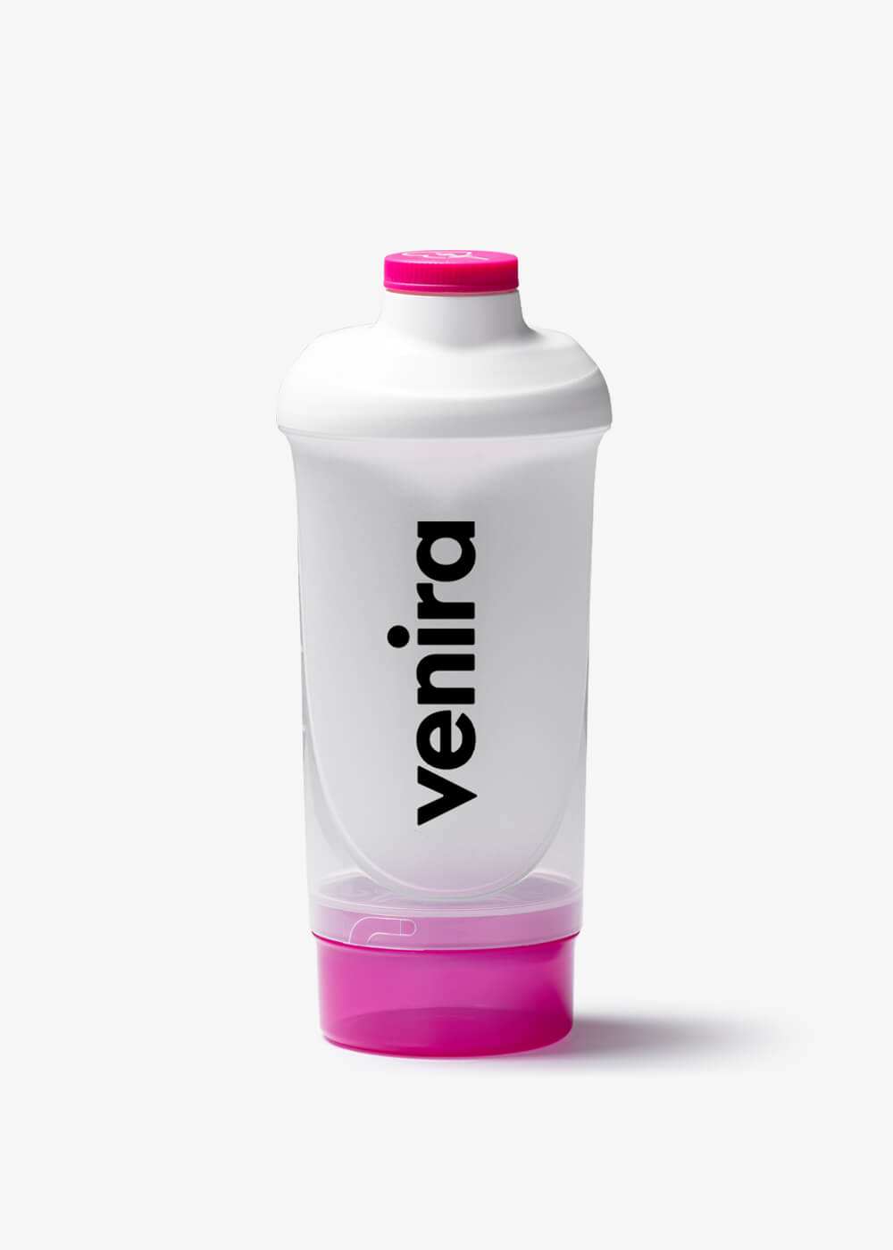 VENIRA šejker s dávkovačom, bielo-ružový, #loveyourself, 500 ml + 150 ml 500 ml + 150 ml