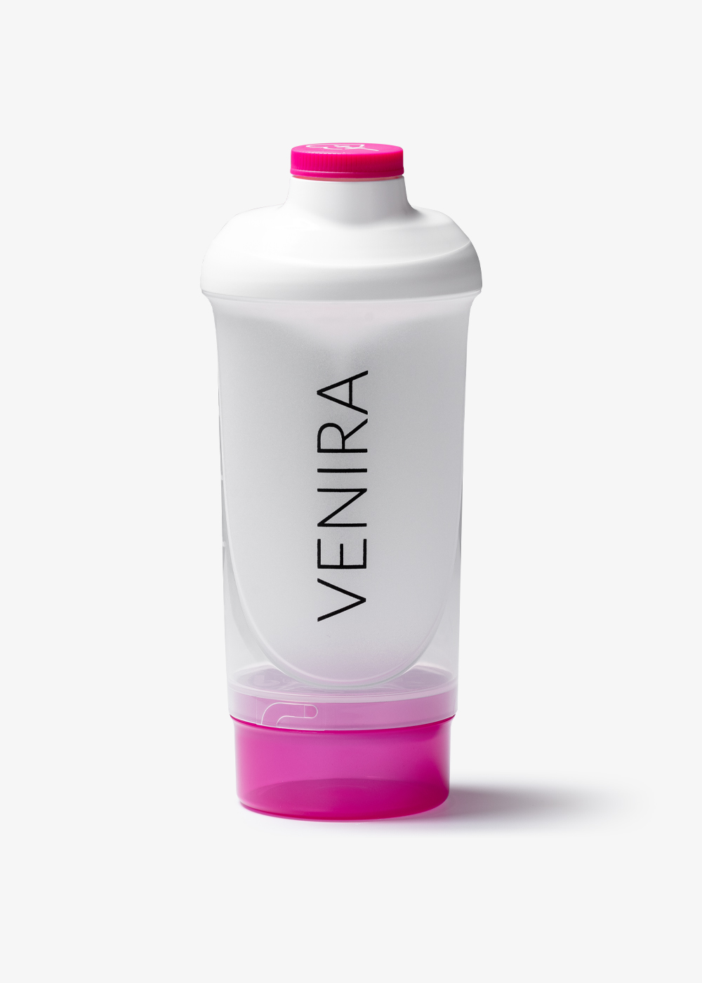 E-shop VENIRA šejker s dávkovačom, bielo-ružový, 500 ml + 150 ml