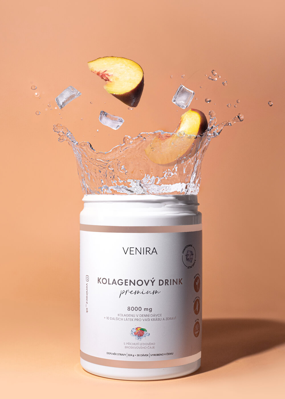premium kolagénový drink ľadový broskyňový čaj