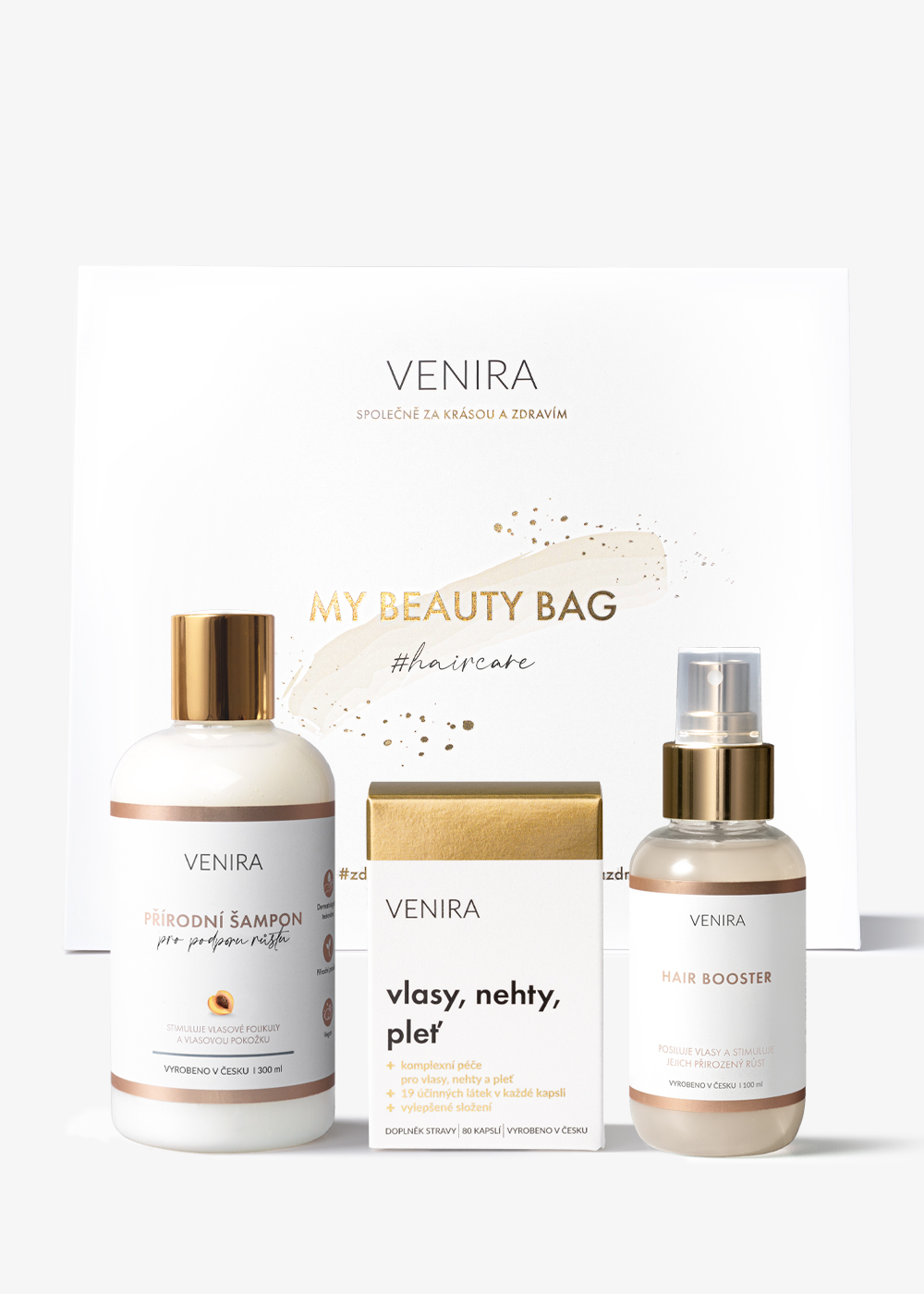 VENIRA beauty bag - kapsule pre vlasy, šampón pre podporu rastu, hair booster kapsule pre vlasy, šampón pre podporu rastu, hair booster