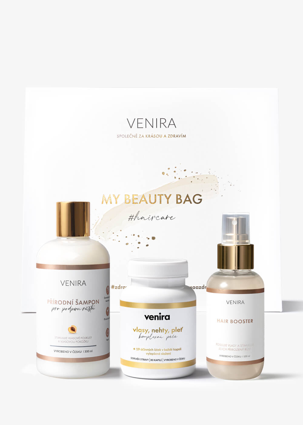 VENIRA beauty bag - kapsule pre vlasy, šampón pre podporu rastu, hair booster kapsule pre vlasy, šampón pre podporu rastu, hair booster