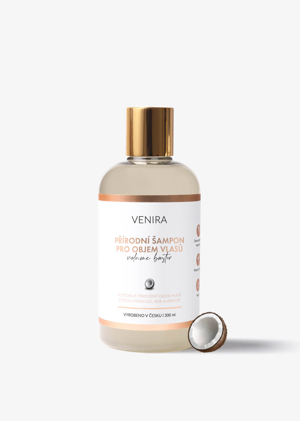 VENIRA prírodný šampón pre objem vlasov - VOLUME BOOSTER, kokos, 300 ml