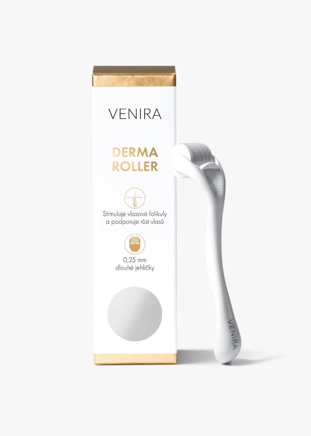 E-shop VENIRA derma roller na vlasy, mikrojehličkový aplikátor na vlasovú pokožku, 0,25 mm mikrojehličkový aplikátor na vlasovú pokožku, 0,25 mm