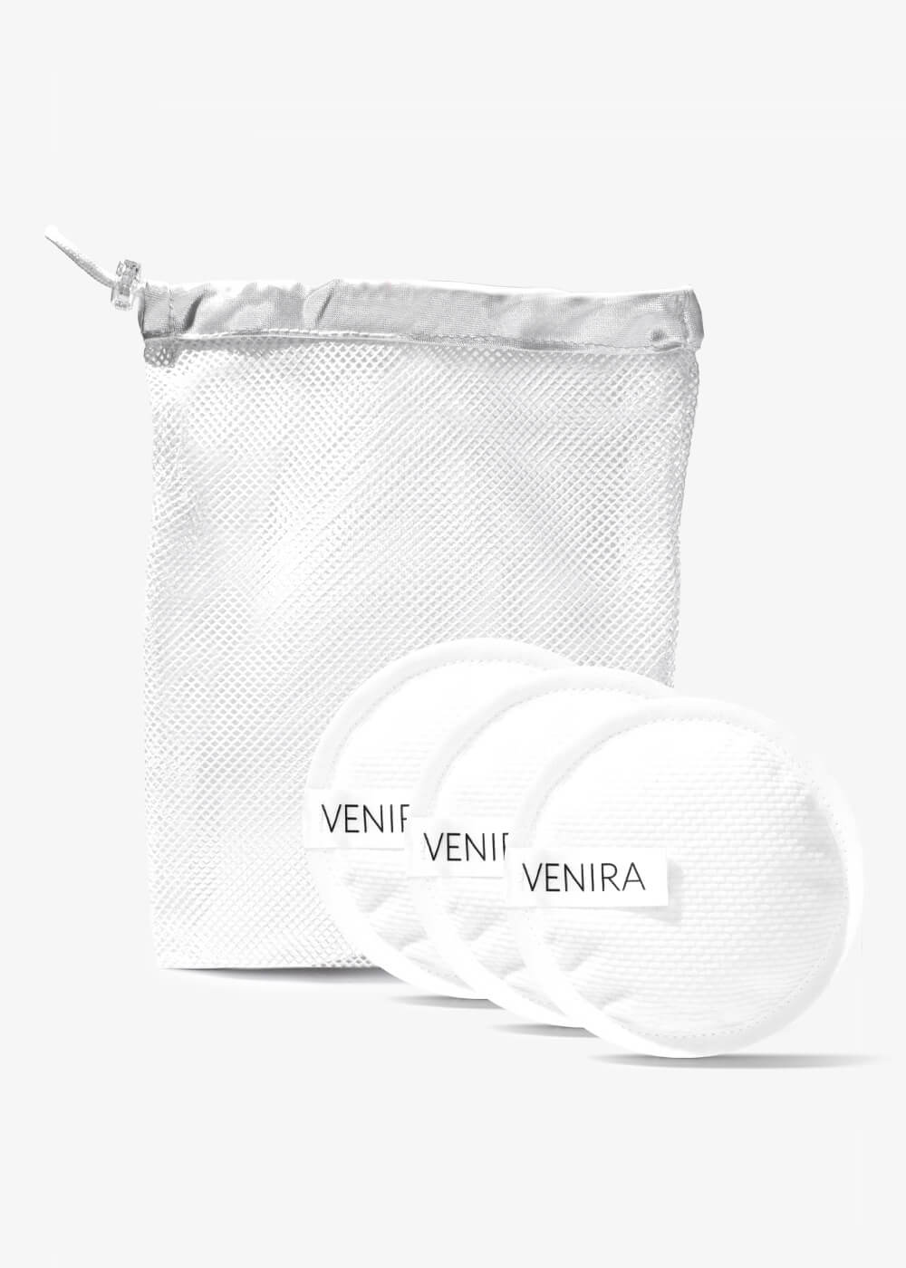 E-shop VENIRA odličovacie tampóny na čistenie tváre zo 100 % bavlny, biele, 3 kusy biele, 3 kusy