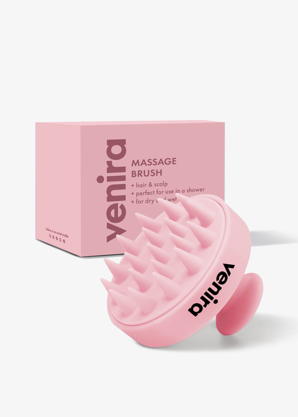VENIRA stimulačná masážna kefa na pokožku hlavy, ružová ružová
