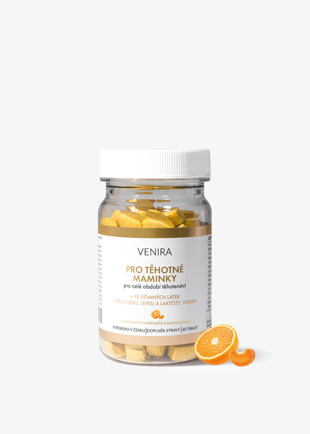 E-shop VENIRA vitamíny pre tehotné ženy, 1-3 trimester, pomaranč a mandarínka, 60 srdiečok pomaranč a mandarínka, 60 srdiečok