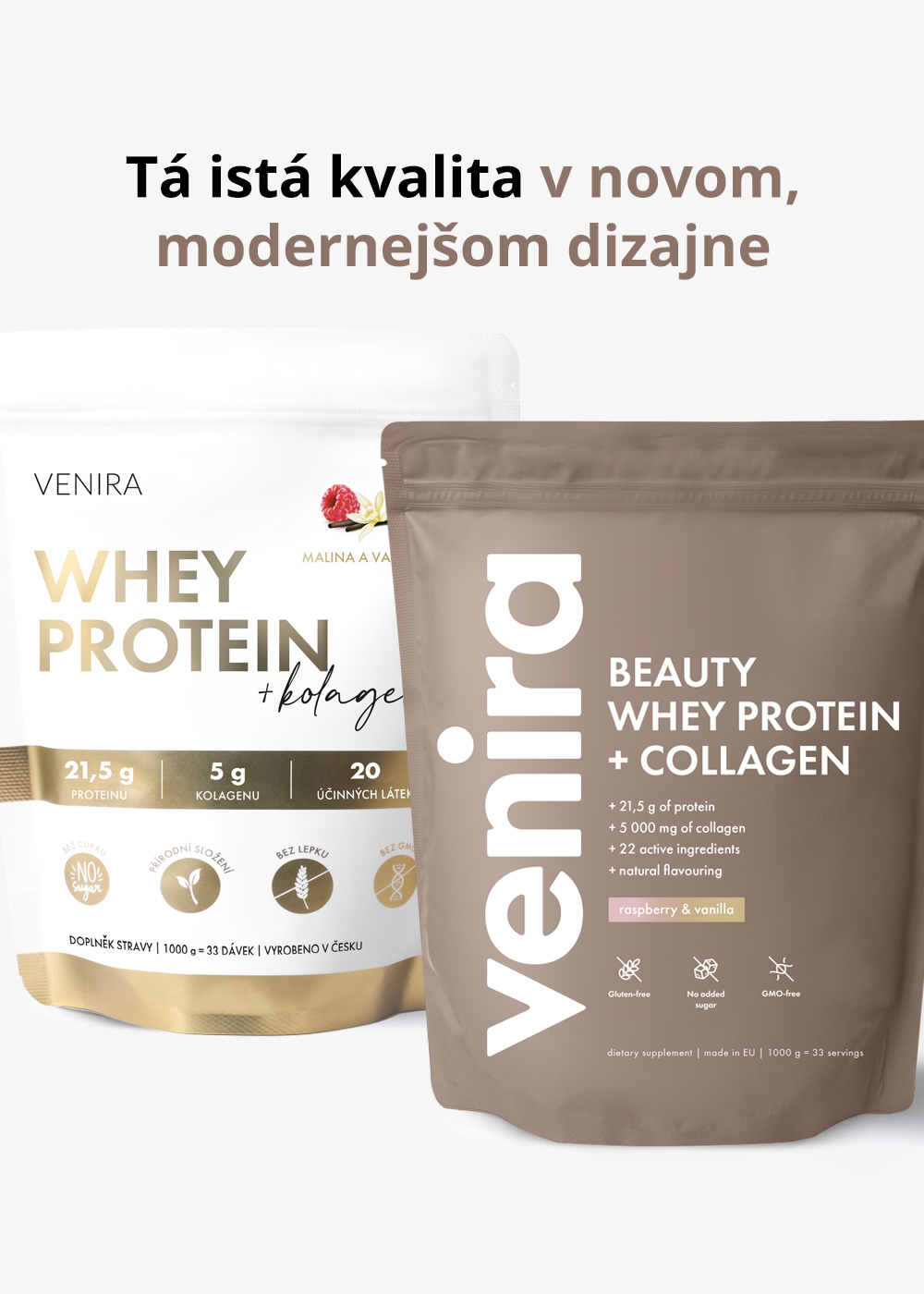 E-shop VENIRA beauty whey proteín s kolagénom, malina-vanilka, 1000 g malina-vanilka, 1000 g
