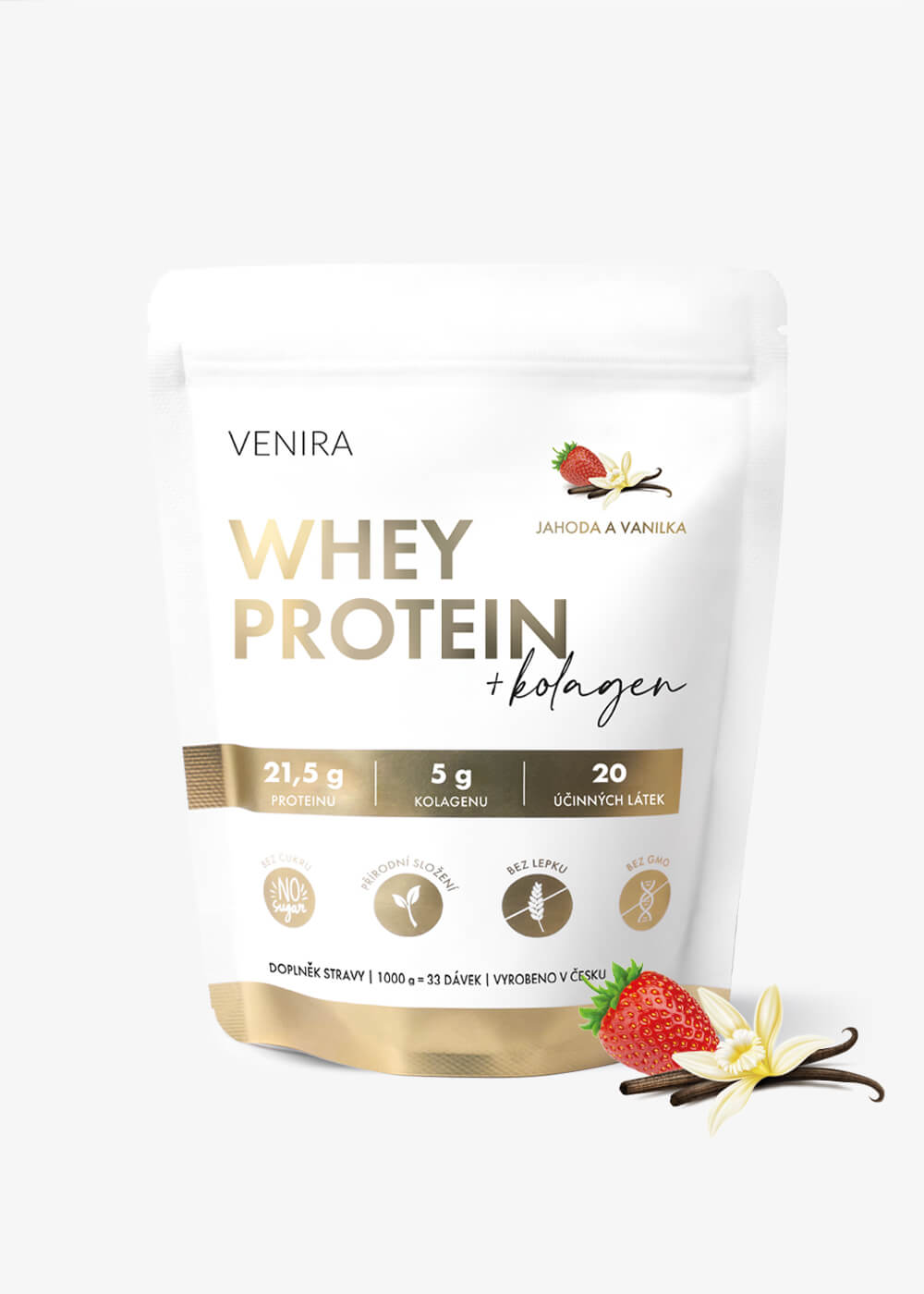 E-shop VENIRA beauty whey proteín s kolagénom, jahoda-vanilka, 1000 g jahoda-vanilka, 1000 g