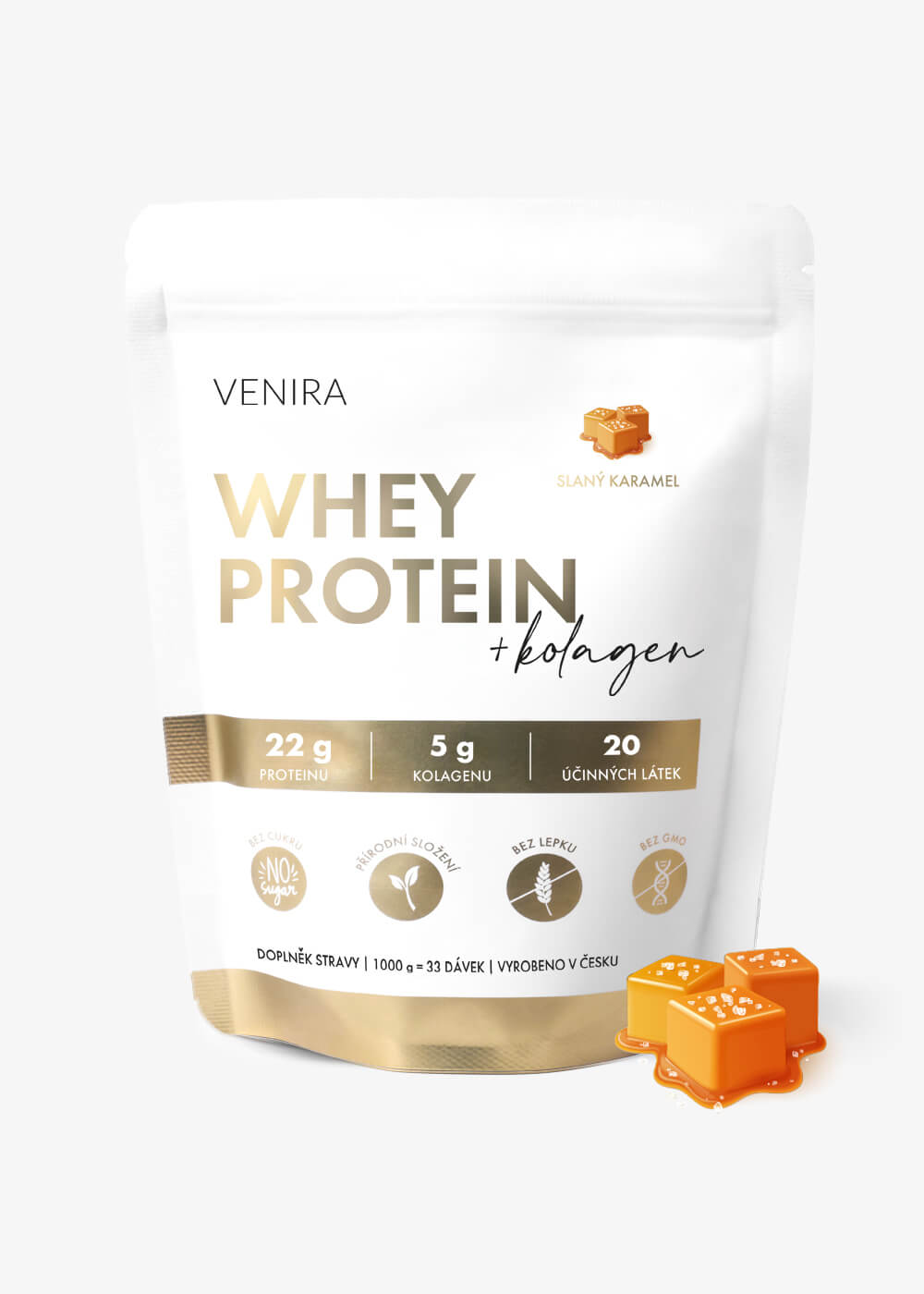 VENIRA whey proteín, slaný karamel, 1000 g slaný karamel, 1000 g