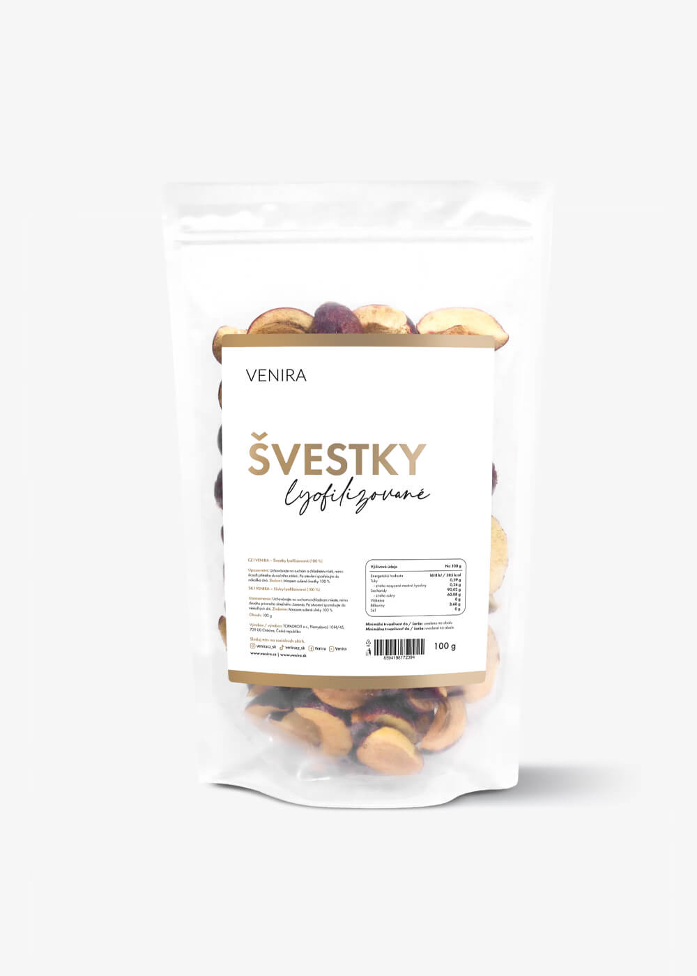 VENIRA lyofilizované slivky, 100 g 100 g