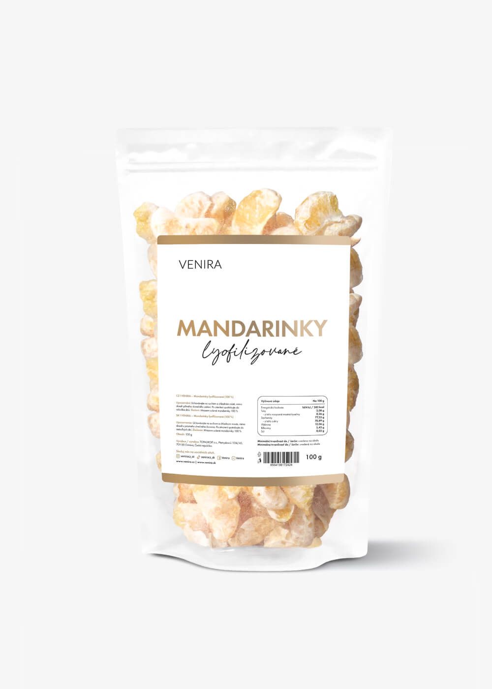 E-shop VENIRA lyofilizované mandarínky, 100 g 100 g