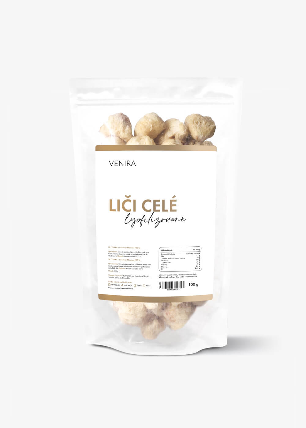 VENIRA lyofilizované liči, 100 g 100 g