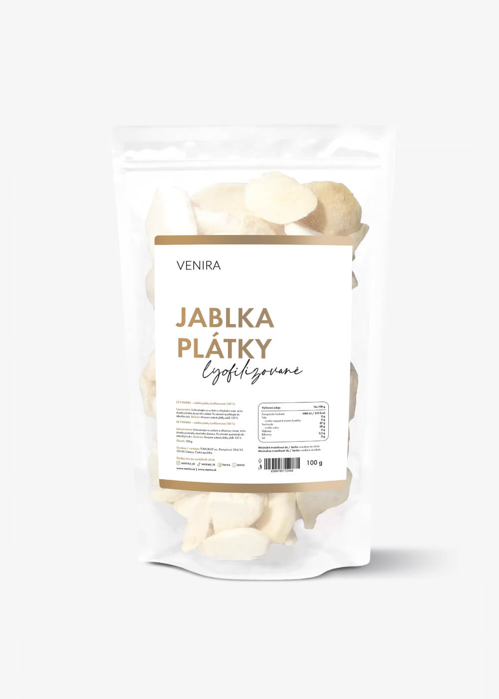 VENIRA lyofilizované jablka - plátky, 100 g 100 g