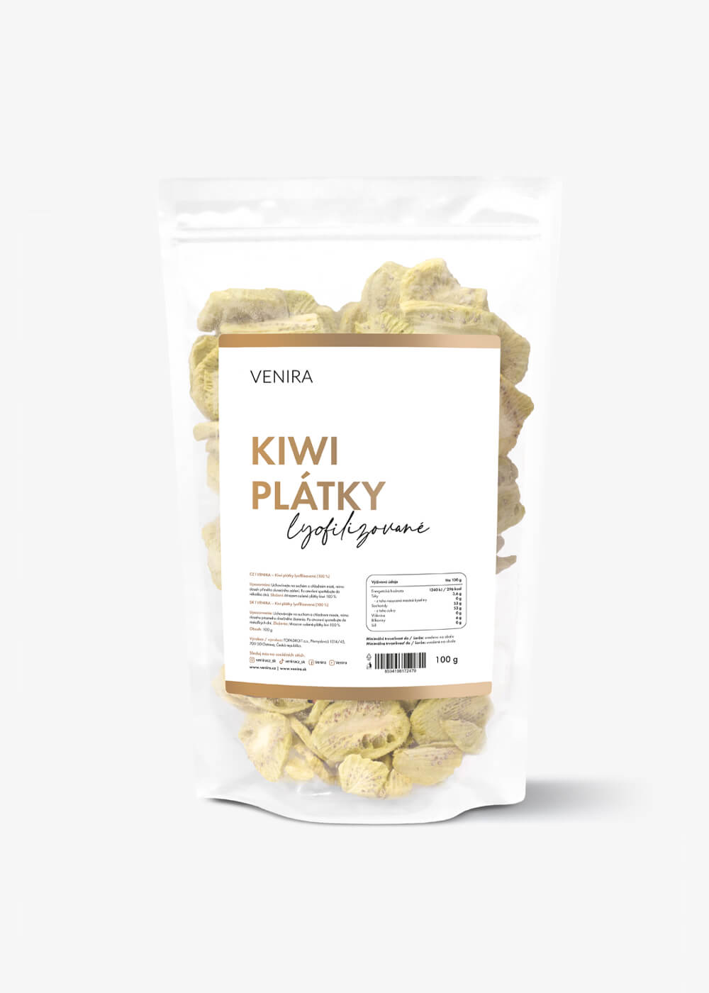 E-shop VENIRA lyofilizované kiwi - plátky, 100 g 100 g