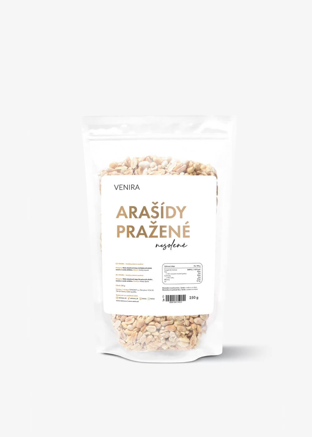 VENIRA arašidy pražené nesolené, 250 g 250 g