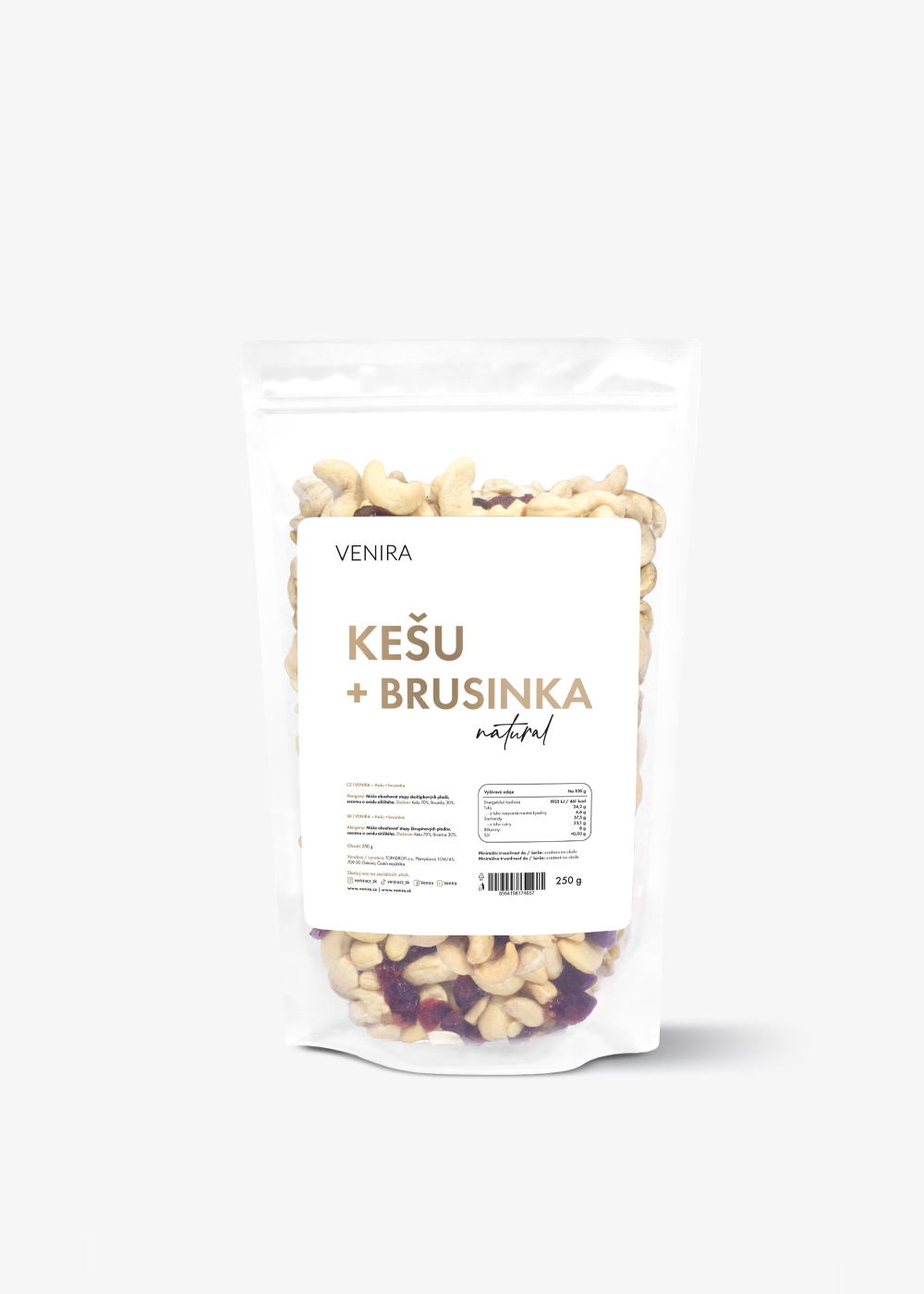 VENIRA kešu + brusnica, 250 g 250 g