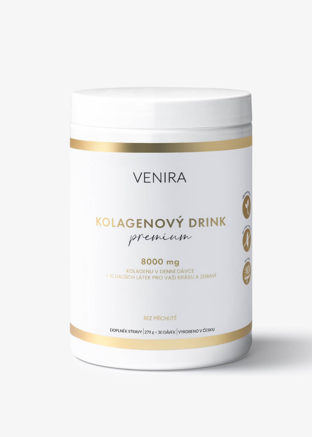 E-shop VENIRA PREMIUM kolagénový drink pre vlasy, nechty a pleť, bez príchute, 276 g bez príchute, bravčový kolagén, 276 g