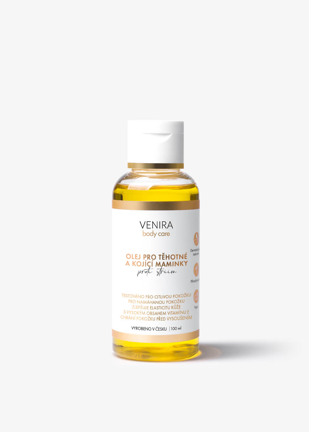 E-shop VENIRA olej pre tehotné a dojčiace mamičky proti striám, japonská jahoda, 100 ml japonská jahoda, 100 ml