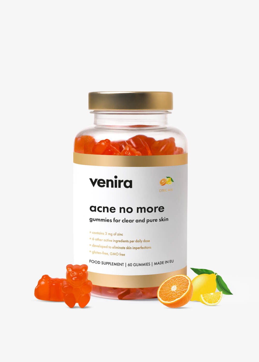 VENIRA acne no more - gummies for clear and pure skin, citrusy, 60 cukríkov citrusy, 60 cukríkov