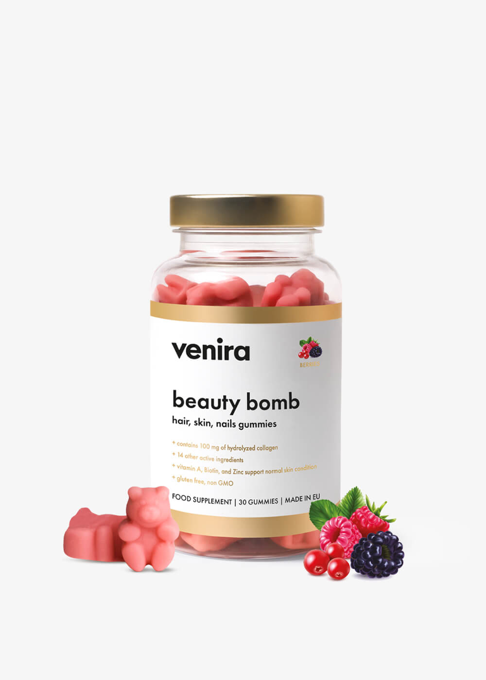 VENIRA beauty bomb - medvedíky na vlasy, nechty a pokožku - lesné plody, 30 cukríkov lesné plody, 30 cukríkov