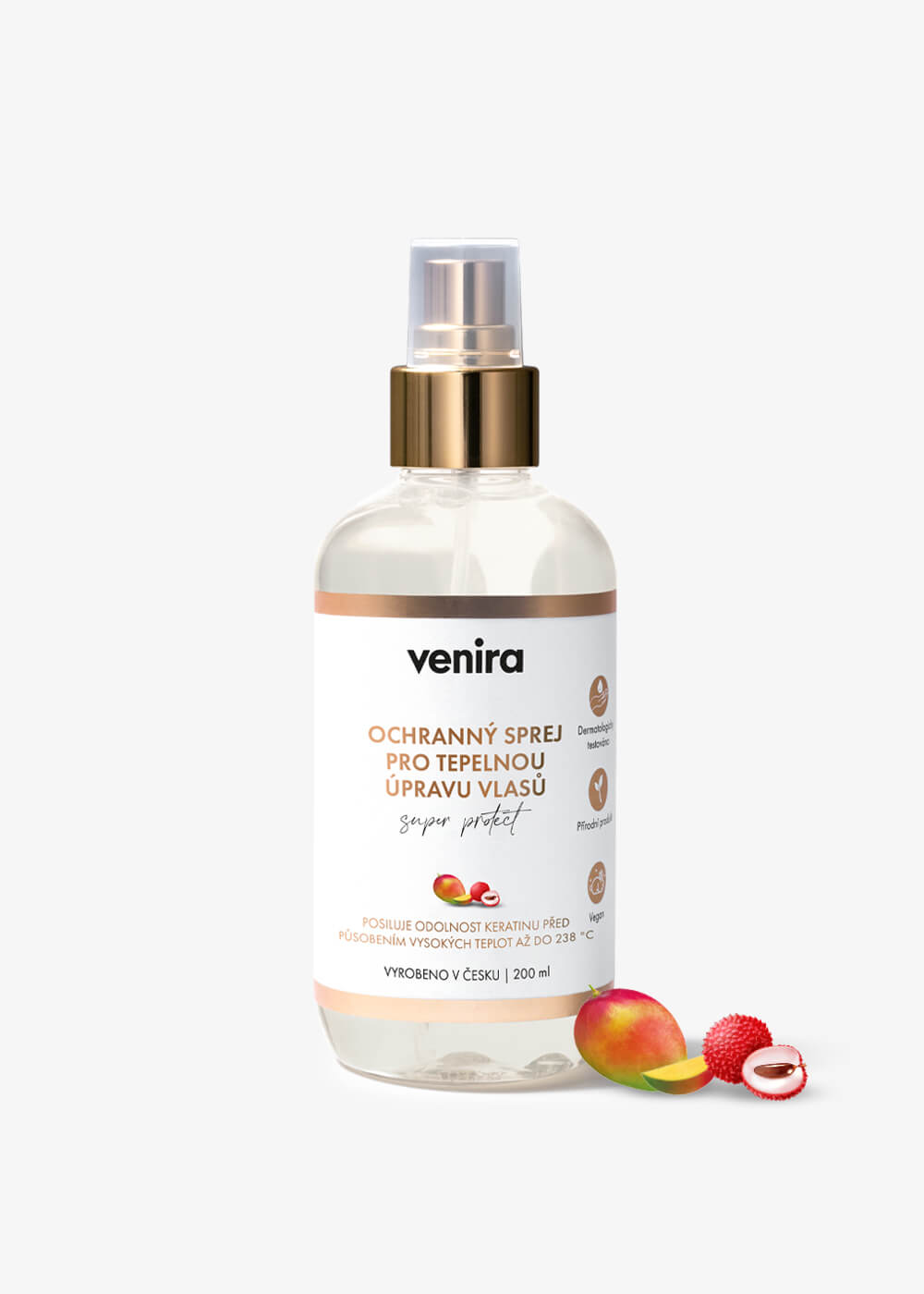 VENIRA ochranný sprej na tepelnú úpravu vlasov, mango-liči, 200 ml mango-liči, 200 ml