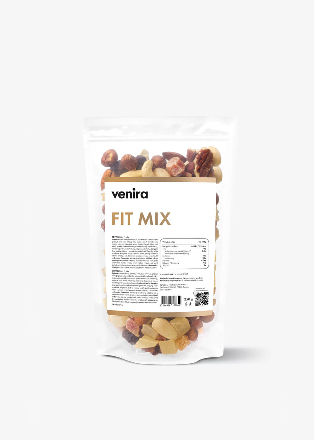 VENIRA fit zmes orechov a sušeného ovocia, 250 g 250 g