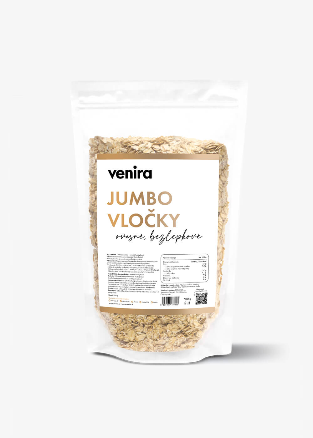 VENIRA bezlepkové jumbo ovsené vločky, 500 g 500 g