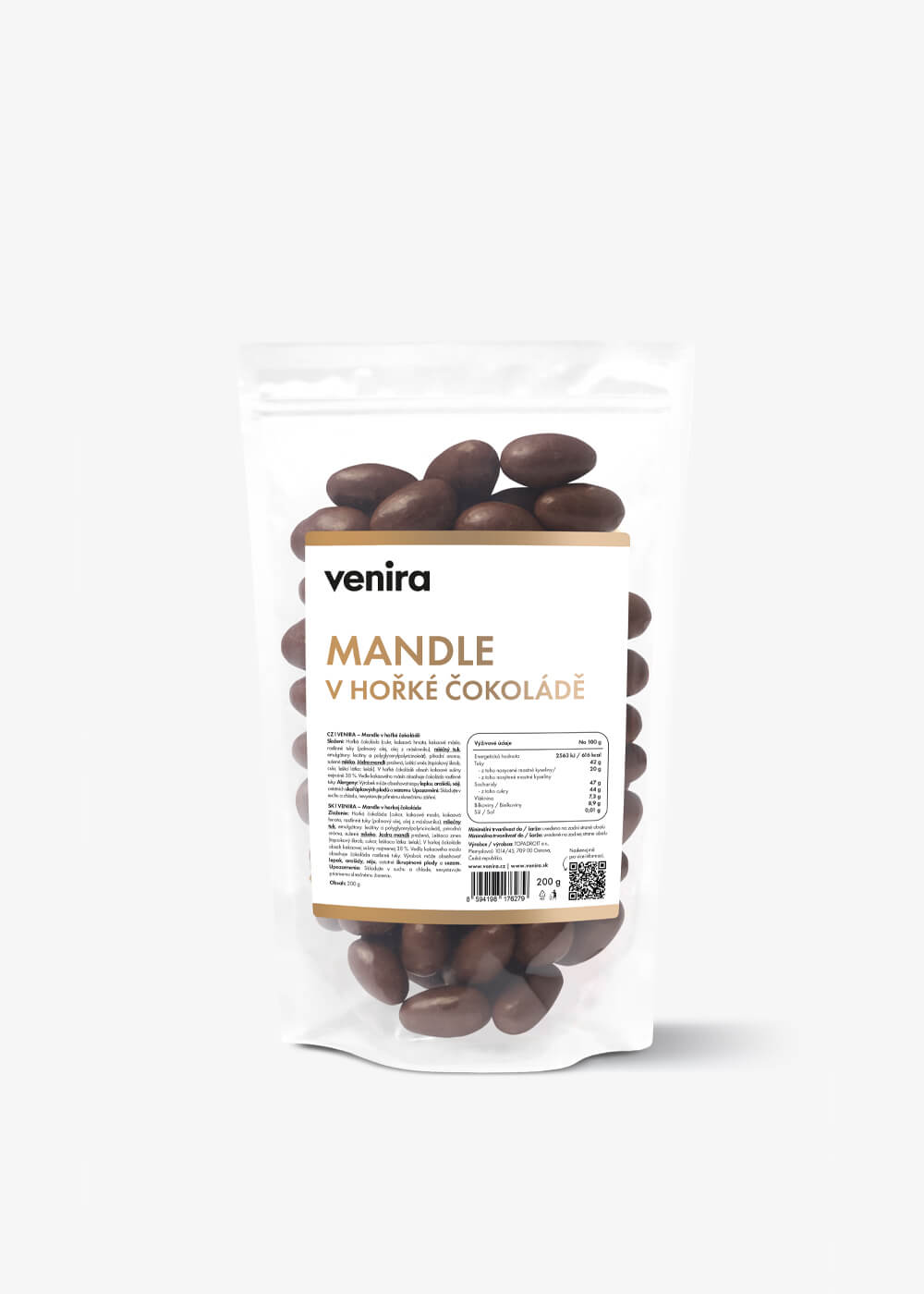 VENIRA mandle v horkej čokoláde, 200 g v horkej čokoláde, 200 g