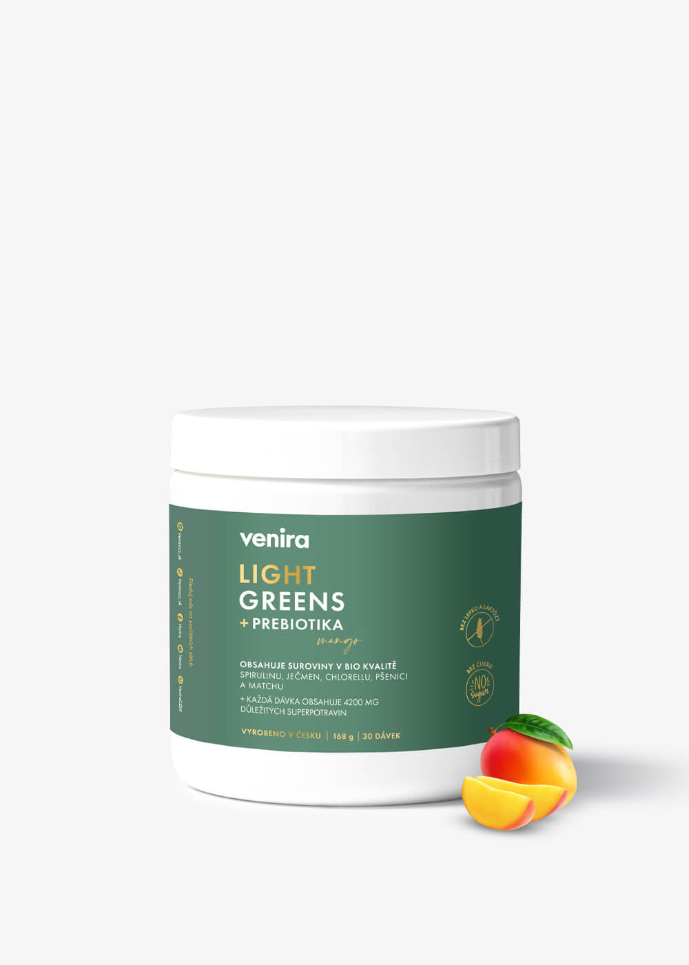 VENIRA light greens + prebiotiká, mango, 168 g mango, 168 g