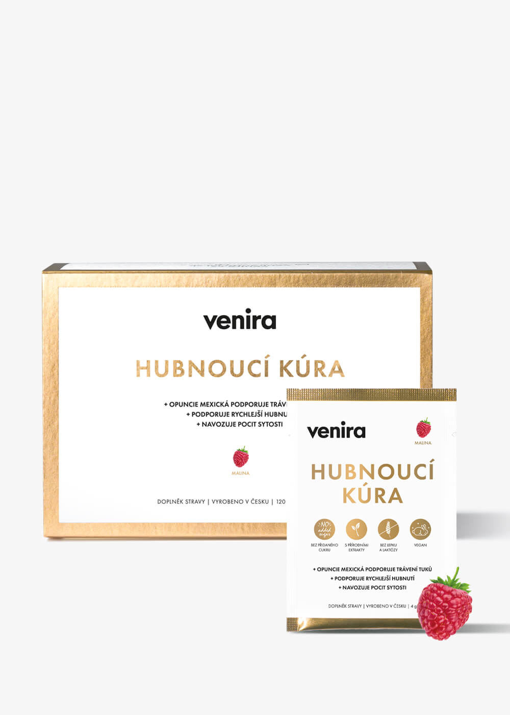 VENIRA chudnúca kúra, malina, 30 vrecúšok, 120 g malina, 30 vrecúšok, 120 g