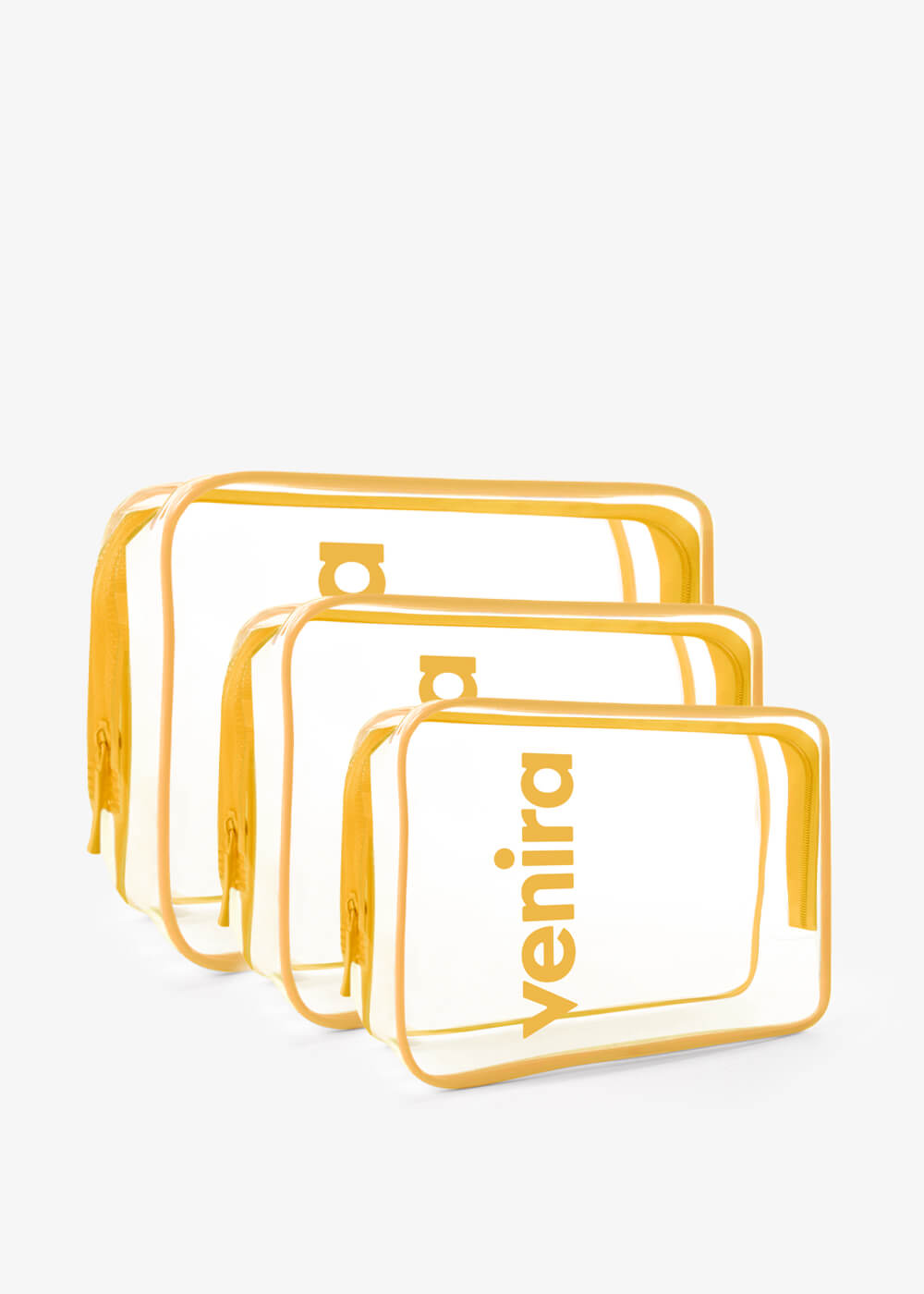 E-shop VENIRA sada kozmetických tašiek, priehľadné, žlté, veľ. M, L, XL priehľadné, žlté, veľ. M, L, XL