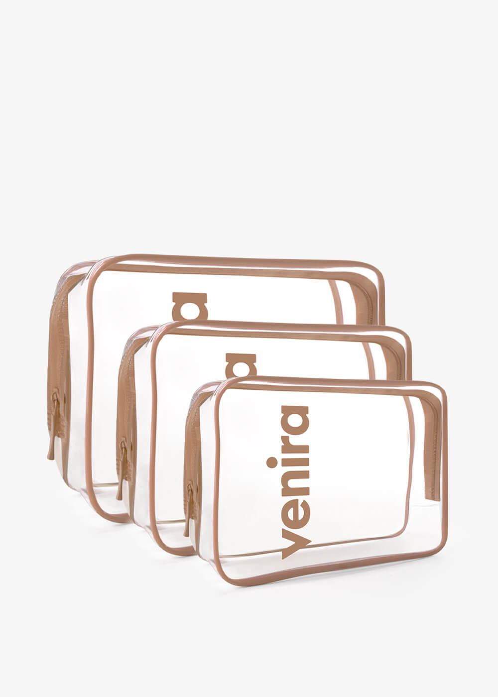 E-shop VENIRA sada kozmetických tašiek, průhledné, béžové, vel. M, L, XL průhledné, béžové, vel. M, L, XL