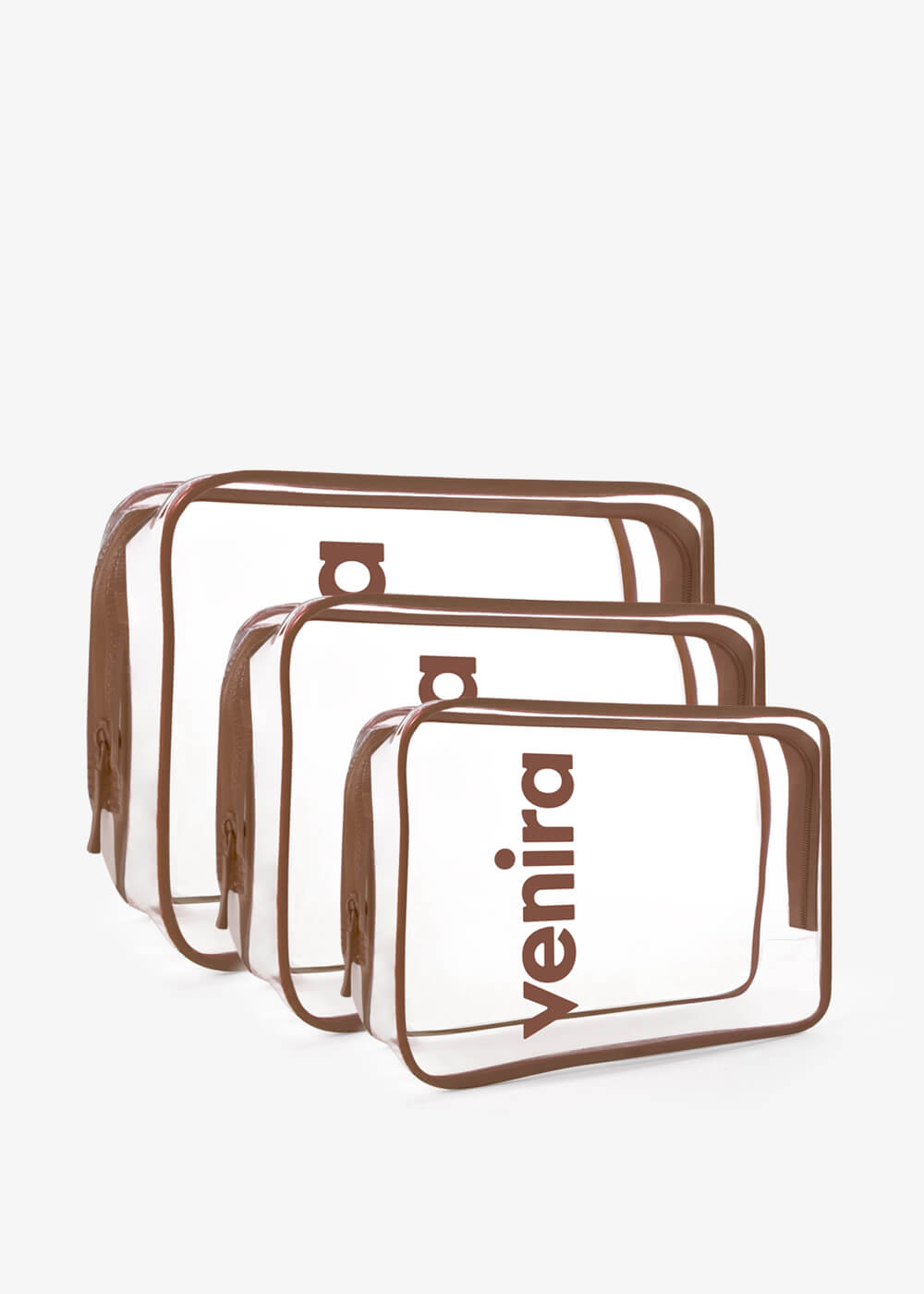 E-shop VENIRA sada kozmetických tašiek, priehľadné, hnedé, veľ. M, L, XL priehľadné, hnedé, veľ. M, L, XL
